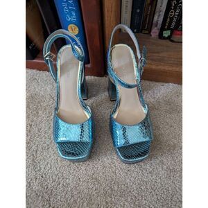 Kenneth Cole Dolly Leather Snakeskin-Embossed Platform Sandals Women's 9.5